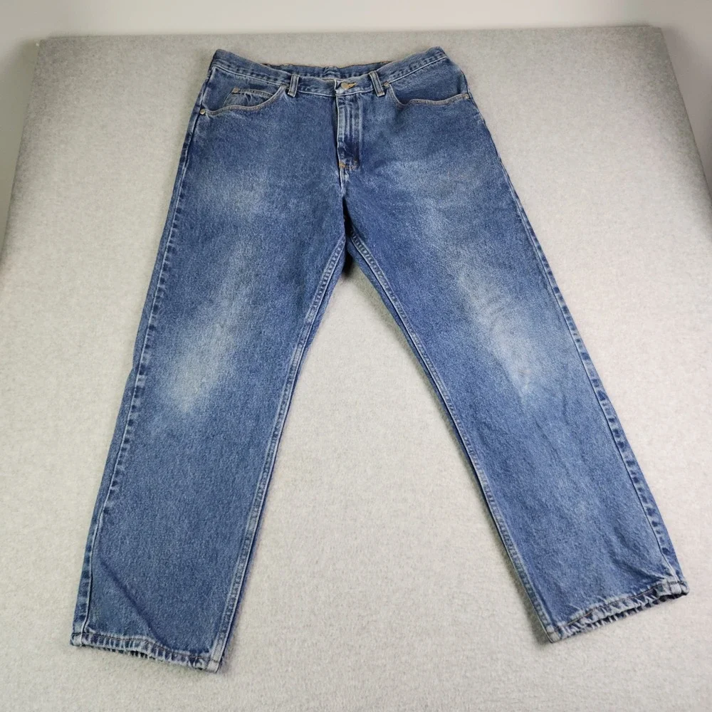 Wrangler Jeans Mens 36x30 Blue Denim 5-Pocket Workwear‎ Authentic Straight Leg
